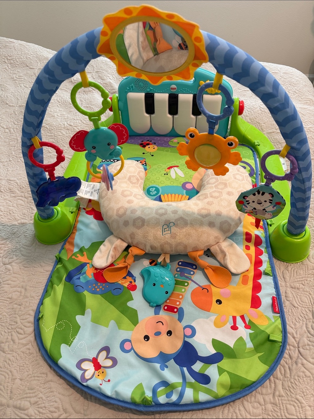 Colorful Baby Activity Play Mat and Piano and Tommy Time Pillow